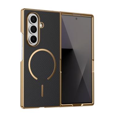 Imagem de GANGANPRO Capa protetora magnética para Samsung Galaxy Z Fold6 5G, proteção de dobradiça integrada e protetor de tela frontal, capa protetora total robusta, preta