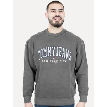 Imagem de Moletom Tommy Jeans Masculino Relaxed C-neck Varsity Chumbo-Masculino