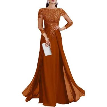 Imagem de Vestido Geforsp Burnt Orange Lace Mother of the Bride, tamanho 12