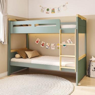 Imagem de Beliche com Led Lateral Petit Casatema Madeiraoriginals Verde/Mel