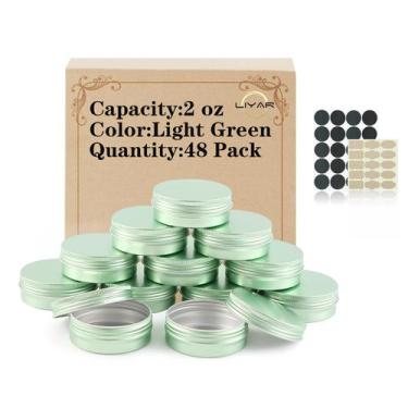 Imagem de Recipiente: potes de lata de alumínio LIYAR, 60 ml, pacote com 48 tamp