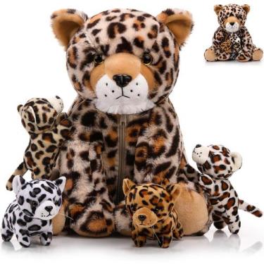 Imagem de Conjunto de bichos de pelúcia Silipull Cheetah 35 cm com 4 filhotes de