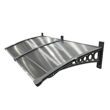 Imagem de Toldo Policarbonato 1,55x0,50m Cobertura para Portas e Janelas Imperial com Fita de Vedação Proteção Casa e Comércio com Filtros de Raios UV (TRANSPARENTE COM CINZA)