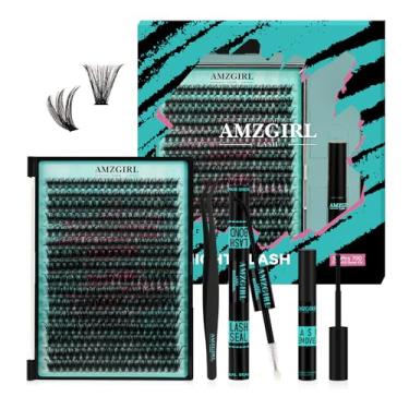 Imagem de AMZGIRL LASH Kit De Extensão Cílios 320 Peças, Individuais Faça Você Mesmo, Cola E Selador Cílios, Removedor Para Extensões Aplicador Conjunto Postiços Uso Doméstico (70D, D-Mix10-16 Mm)