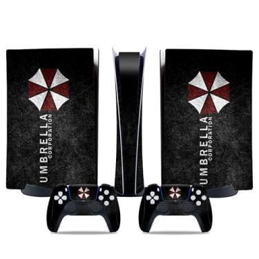 Imagem de MaD Vision® Conjunto de películas de vinil extraduráveis para PS5 Digital + 5 pares de anéis de mira | Kit de adesivos resistentes a arranhões para PlayStation 5 + 2 controles – para Resident-Evil |