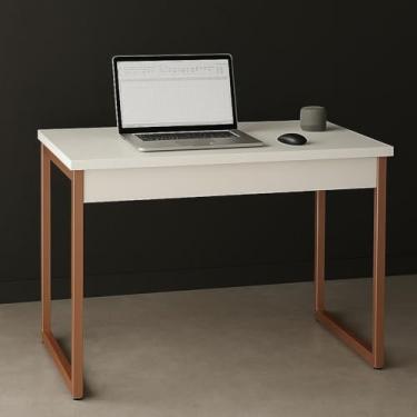 Imagem de Mesa de Escritório Moderna com Estrutura Reforçada e Design Funcional – Ideal para Home Office, Estudo e Trabalho Diário (ROSE/BRANCO)