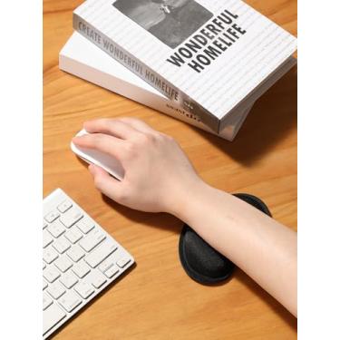 Imagem de Mouse pad ergonômico com descanso de pulso, suporte de gel de espuma de memória, base antiderrapante, tecido de lycra confortável, para escritório e jogos, preto