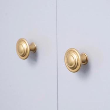 Imagem de 10 peças de alça única de aço inoxidável de alta qualidade, armário simples e versátil, maçanetas de porta de guarda-roupa, puxador circular de gaveta (multicolorido, dourado)