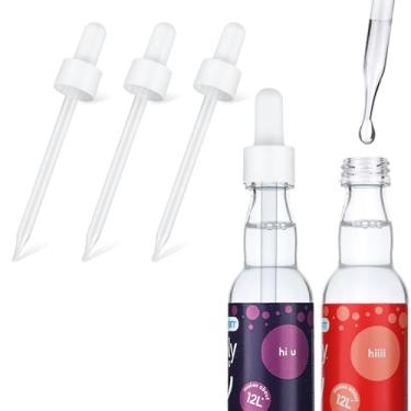 Imagem de 3 peças de conta-gotas de vidro Pi TES compatíveis com garrafa Sodastream Bubly Drops Flavors Pi TES para acessórios de substituição de conta-gotas de refrigerante