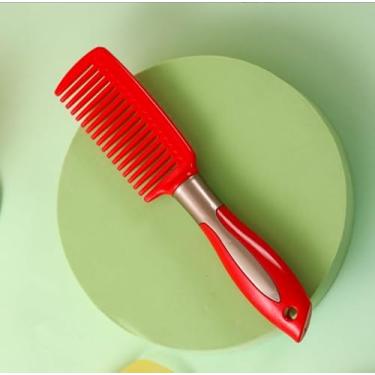 Imagem de Pente de massagem vermelho antiestático, pente de almofada de ar, pente de cabelo encaracolado, fivela interna de plástico, pente liso para cabelo liso, pente canelado
