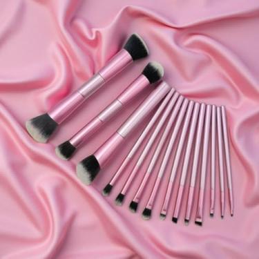 Imagem de Conjunto de pincéis de maquiagem profissional de 14 peças | Cerdas macias para pó, blush, base, sombra, corretivo e sobrancelhas, kit completo de pincéis cosméticos 6