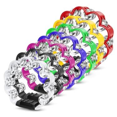 Imagem de Flexzion Pandeiro de flores - Instrumento de percussão portátil de 20 cm com jingles de metal e aderência ergonômica - Pandeiros pequenos para adultos, crianças, igreja, festas e eventos musicais