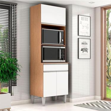 Imagem de Armário Paneleiro Torre Quente 2 Fornos Ambiente Andréia Amêndoa Branco - Ajl