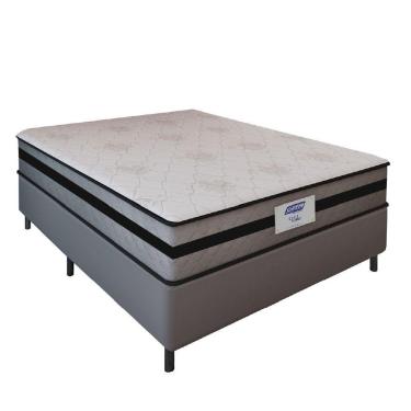 Imagem de Cama Box Casal Gazin Com Molas Ensacadas Vibe 138x188x60cm Cinza/Preto