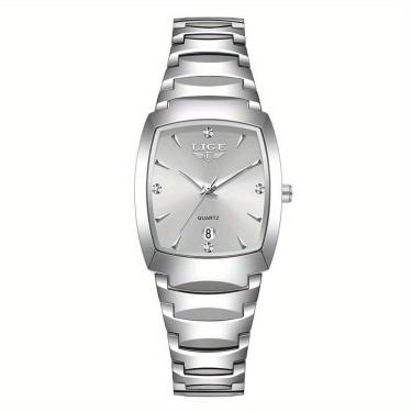 Imagem de Relógio Lige Quadrado De Moda Com Quartzo Minimalistas Prateado