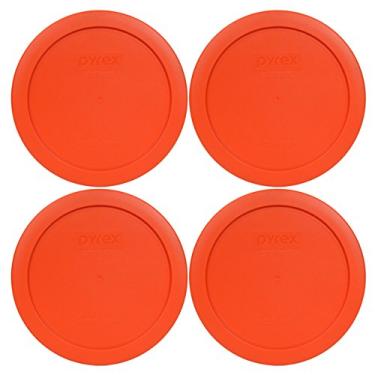 Imagem de Tampa de armazenamento redonda de 4 xícaras Pyrex 7201-PC para tigelas de vidro, Pumpkin Orange, 4 Cup, 950mL, 4