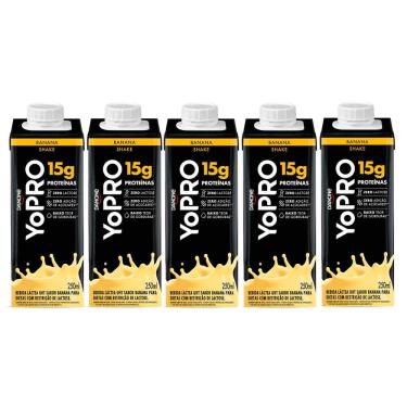 Imagem de Kit 5 YoPRO Bebida Láctea UHT Banana 15g de proteínas 250ml
