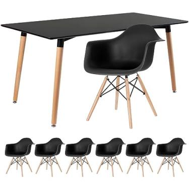 Imagem de Loft7, Mesa de jantar retangular Eames 80 x 160 cm + 6 cadeiras Eiffel DAW