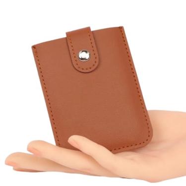Imagem de Carteira de cartão de visita PU tipo carteira mini cartão fina 5 bolsos para cartão carteiras masculinas PU (marrom), Marrom, Clássico