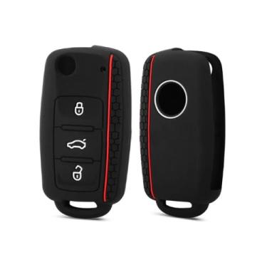 Imagem de Capa Para Chave Automotiva Carro, Vw Up Jetta Fox Gol Voyage (Vermelho e preto)