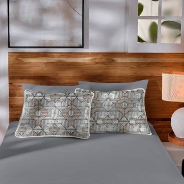 Imagem de Jogo De Cama Malha Casal Estampado Vivaldi 100% Algodão 03 Peças Bristol Cinza