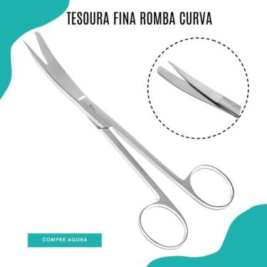 Imagem de Tesoura Romba Fina Curva Aço Inox - LOVE SAUDE