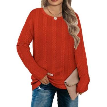 Imagem de Suéter feminino Top RITERA Plus Size Caramel Cable 5XL 26W 28W