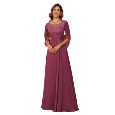 Imagem de Vestido RUMUGUYA Mãe da Noiva Mulberry Chiffon US6