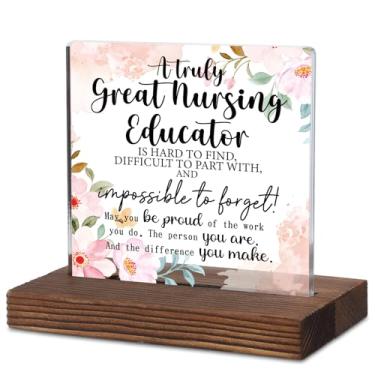 Imagem de Presente de agradecimento ao educador de enfermagem, placa acrílica de mesa "Um verdadeiro grande educador de enfermagem" placa de agradecimento inspiradora para professor mentor instrutor