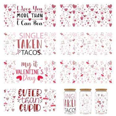 Imagem de Elewins Adesivos UV DTF - 8 folhas com citação dos namorados UV DTF Cup Wraps para vidro de 473 ml, decalques DIY para copos, esfregar à prova d'água em transferências para artesanato (frase dos
