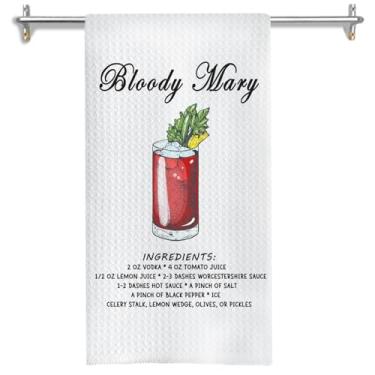 Imagem de GOOZHO Bloody Mary Toalhas de cozinha, presentes para amantes de coquetéis, toalhas de chá para decoração de carrinho de cozinha, bar, toalha de mão com tema de coquetel moderno para barman, 40,6 x 61