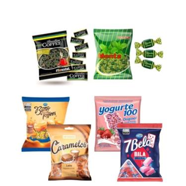 Imagem de KIT CORPORATIVO DE BALAS SORTIDAS SWEET SMILE - BRAZILIAN COFFEE, MENTA, BALA DE CARAMELO, YOGURTE E 7 BELO - IDEAL PARA EMPRESAS, ESCRITÓRIOS E RECEPÇÃO.