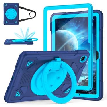 Imagem de Capa para Samsung Galaxy Tab A9+/A9 Plus 27.9 cm 2023 com protetor de tela com suporte giratório de 360°, alça de ombro, capa protetora resistente para tablet A11 Plus infantil (azul marinho)