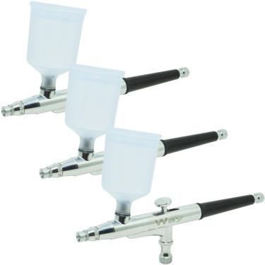 Imagem de Kit 3 Canetas Aerógrafo Aerográfica  Profissional 0,3 mm 2 Copos Importway IWCA-2C
