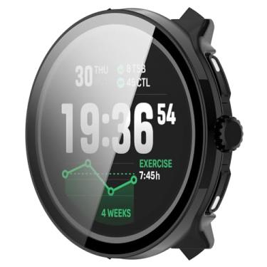 Imagem de Disscool Capa de cobertura total com protetor de tela compatível com Suunto Race 2 PC e capa protetora de vidro real acessórios para relógio inteligente (preto)