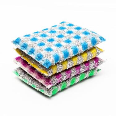 Imagem de Kit 4 peças esponja colorida roxo verde amarelo azul 10x12cm - DASSHAU