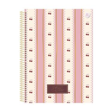 Imagem de Caderno Universitário Perfume Sweet Cherry - 1 Matéria 80 Folhas Animativa Papelaria Premium Cereja (Mescla listras)