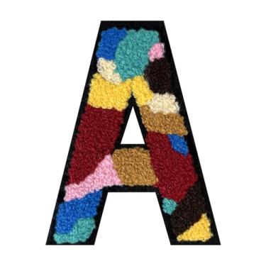 Imagem de Patch de letra de chenille simples de 15 cm, aplique inicial do alfabeto para jaquetas, mochilas, chapéus e presentes personalizados, aplique premium de estilo universitário para roupas