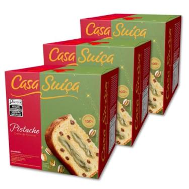 Imagem de Panettone Casa Suíça Pistache Kit 3 unidades 500g