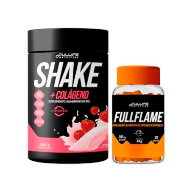 Imagem de Kit Shake Substituto de Refeição Com Colágeno 400g + Cafeina 200mg 120 Capsulas (Morango)