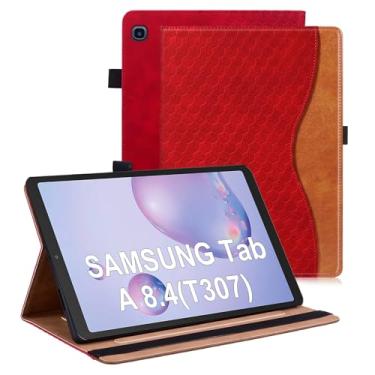 Imagem de Varohix Capa para Samsung Galaxy Tab A 8.4 2020 Modelo SM-T307 Multi-Angle Stand Folio Cover PU Leather with Card Pocket Tab T307, Vermelho
