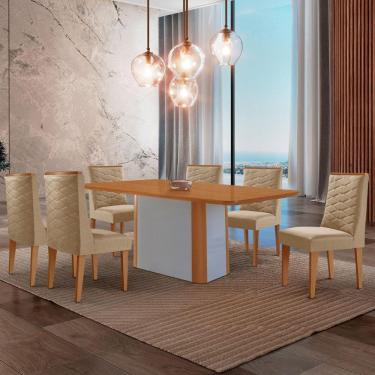 Imagem de Mesa De Jantar Isadora 180cm Tampo Mdf Laminado Turim 07 Naturale Off White