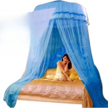 Imagem de Mosquiteiro de Teto Gigante Casal/Queen/King com Abertura Lateral 14m Tela Fina Anti-Inseto(Azul,Normal s/abertura lateral)