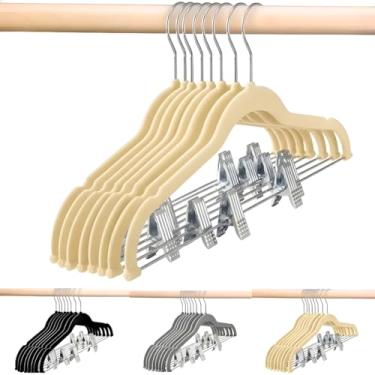 Imagem de Kit 24 Cabides Veludo Presilhas Metal Adulto Reforçado Premium Calça Saia Camiseta Antideslizante (Cinza)