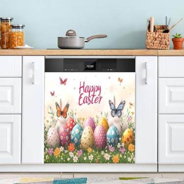 Imagem de ATTX Capa de ímã de lava-louças coelhinho fofo da Páscoa, 58,4 cm C x 66 cm A, decoração da capa da máquina de lavar louça, decalques de armário doméstico e eletrodomésticos adesivos #49