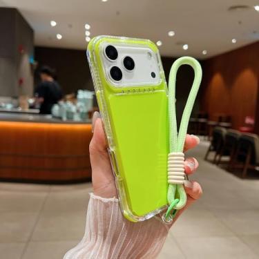 Imagem de SFDSUH Capa de luxo à prova de choque para iPhone 16e, com proteção híbrida e alça de cordão (para iPhone 16e/verde)