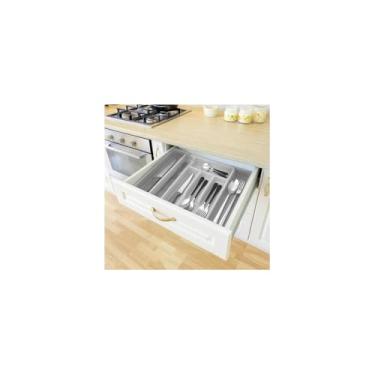 Imagem de Organizador de Talheres, Plástico, Cinza, 39,5 x 11 x 5,5 cm, para Cozinha, Gavetas e Bancadas