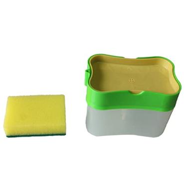 Imagem de Dispensador de sabão tipo prensa para bancada de cozinha, suporte de esponja ABS e caixa de sabonete, ferramenta de lavagem fácil de usar