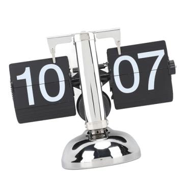 Imagem de RiToEasysports Flip Clock 304 Relógio de Mesa retrô de Aço Inoxidável Com Botão Ajustável, Números Grandes para Decoração de Prateleira de Mesa de Estudo de Escritório Em Casa (#12)