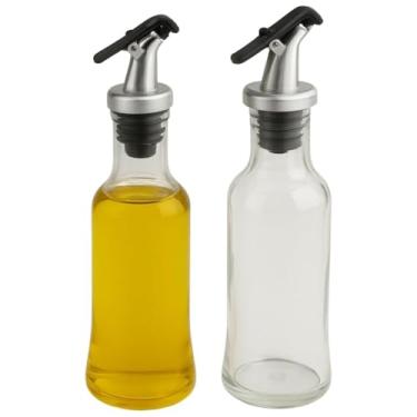 Imagem de Kit 2 Galheteiros de Vidro com Bico Dosador, 300ml cada, Porta Azeite e Vinagre com Vedação Eficiente, Design Moderno para Mesa